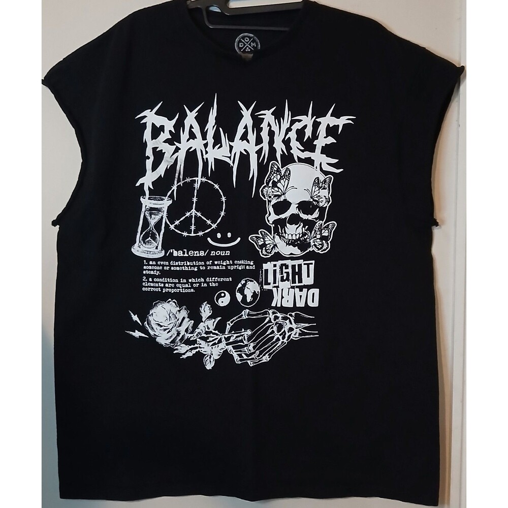DOM Balance Skull Shirt Mens XL Goth Emo Grunge Sleeveless Graphic Tee Y2K